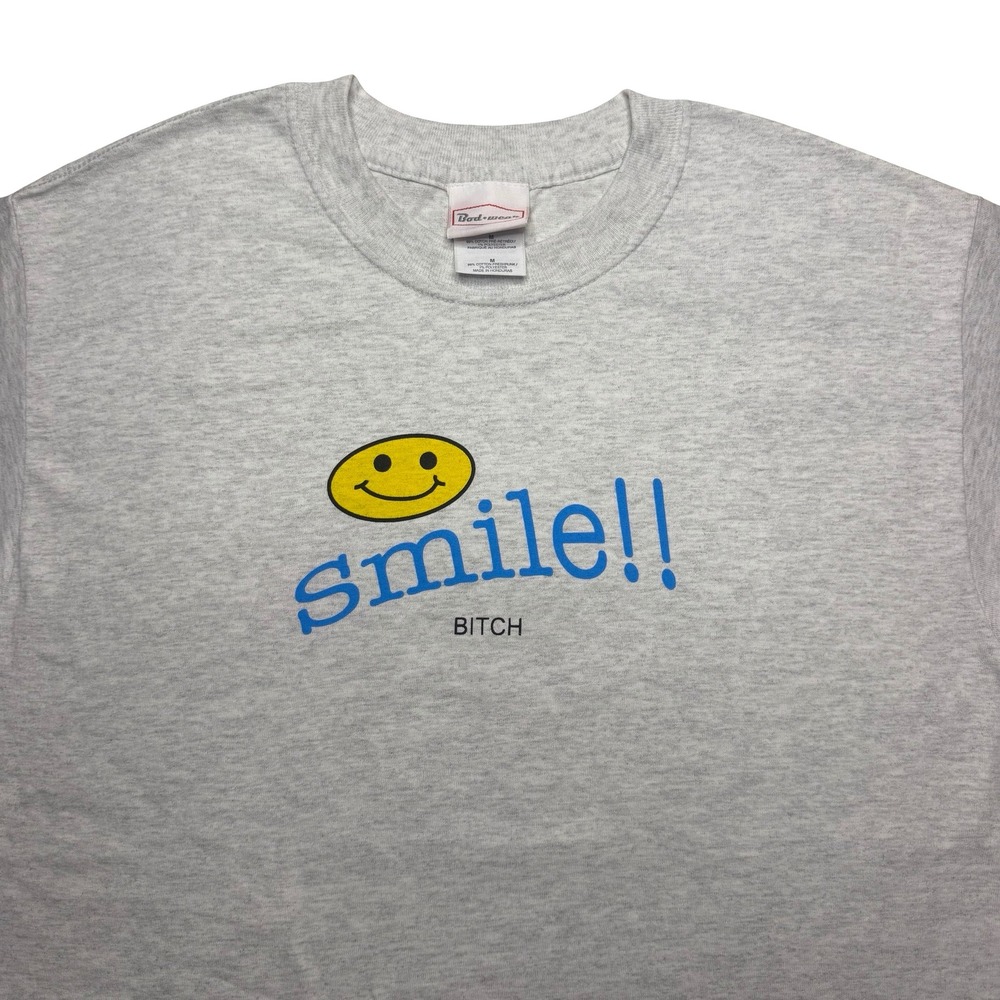 Vintage Y2K Bod-Wear Smile B*tch funny satire comedy shirt M